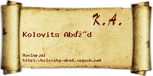 Kolovits Abád névjegykártya